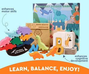 Wooden Animal Balancing Block Game