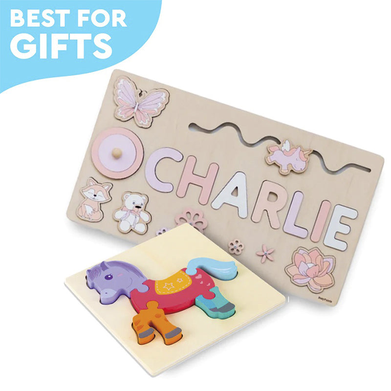 Tablica Montessori z drewna z personalizowanym imieniem