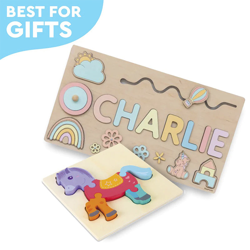 Tablica Montessori z drewna z personalizowanym imieniem