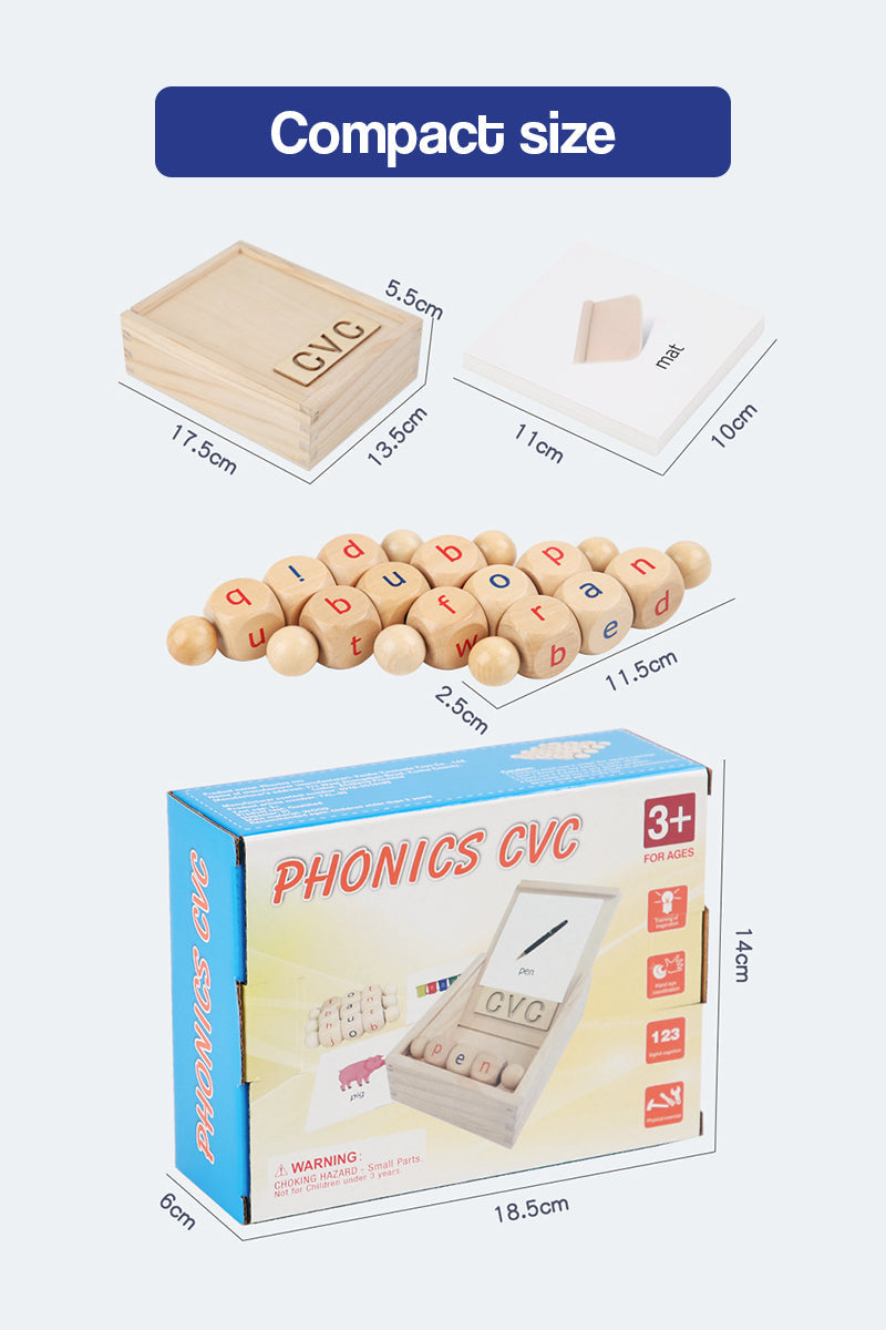 Wooden Rotation CVC Block Letters Teaching Toy