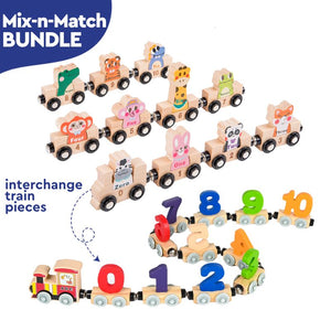 Wooden Animals & Numbers Magnetic Train Set